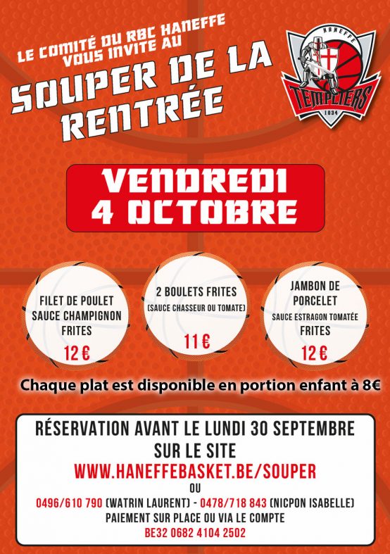 Inscription pour le souper du 4 Octobre